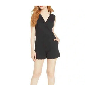 French Connection black beau scallop sleeveless playsuit